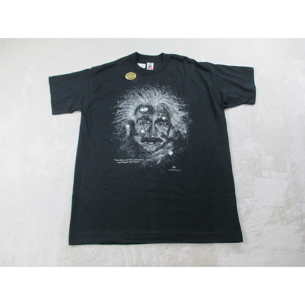 NEW DEADSTOCK VINTAGE Albert Einstein Shirt Mens Extra Large Black Starry Night*